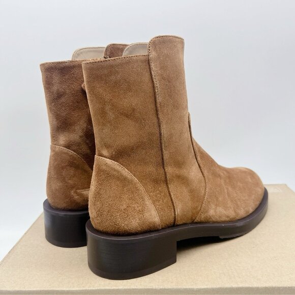 Stuart Weitzman 5050 Bold Zip Bootie Ankle Boots Brown Suede US 6 - Made SPAIN - Picture 6 of 12